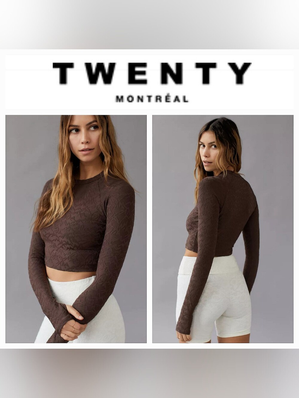 Twenty Montreal Mountain 3D Top Jacquard Brown Umber Sz L NWT